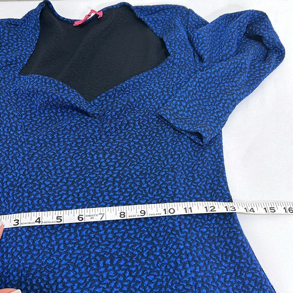 BETSEY JOHNSON WOMEN  MIDI LENGTH DRESS NAVY  LONG SLEEVE FRONT SLIT Sz SMALL - Picture 10 of 15